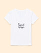 Weißes T-Shirt schwarze Glitzerschrift I.Code-5