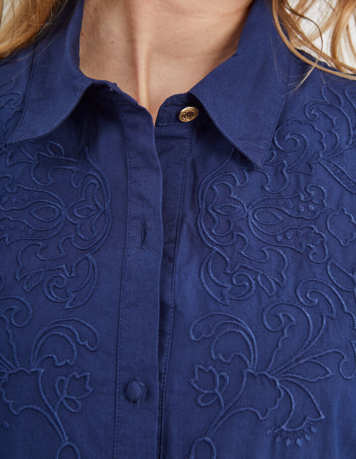 I.Code indigo long dress with tone-on-tone embroidery - I.CODE