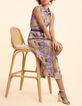 Robe chemise longue parme imprim&eacute; perroquets I.Code-1