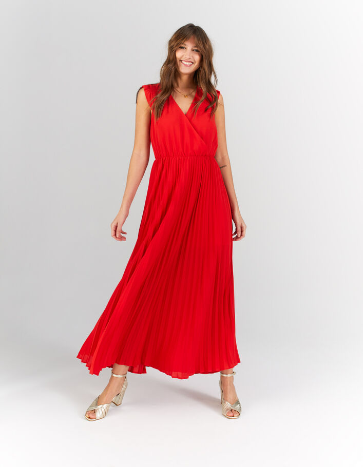 I.Code cherry pleated long dress - I.CODE