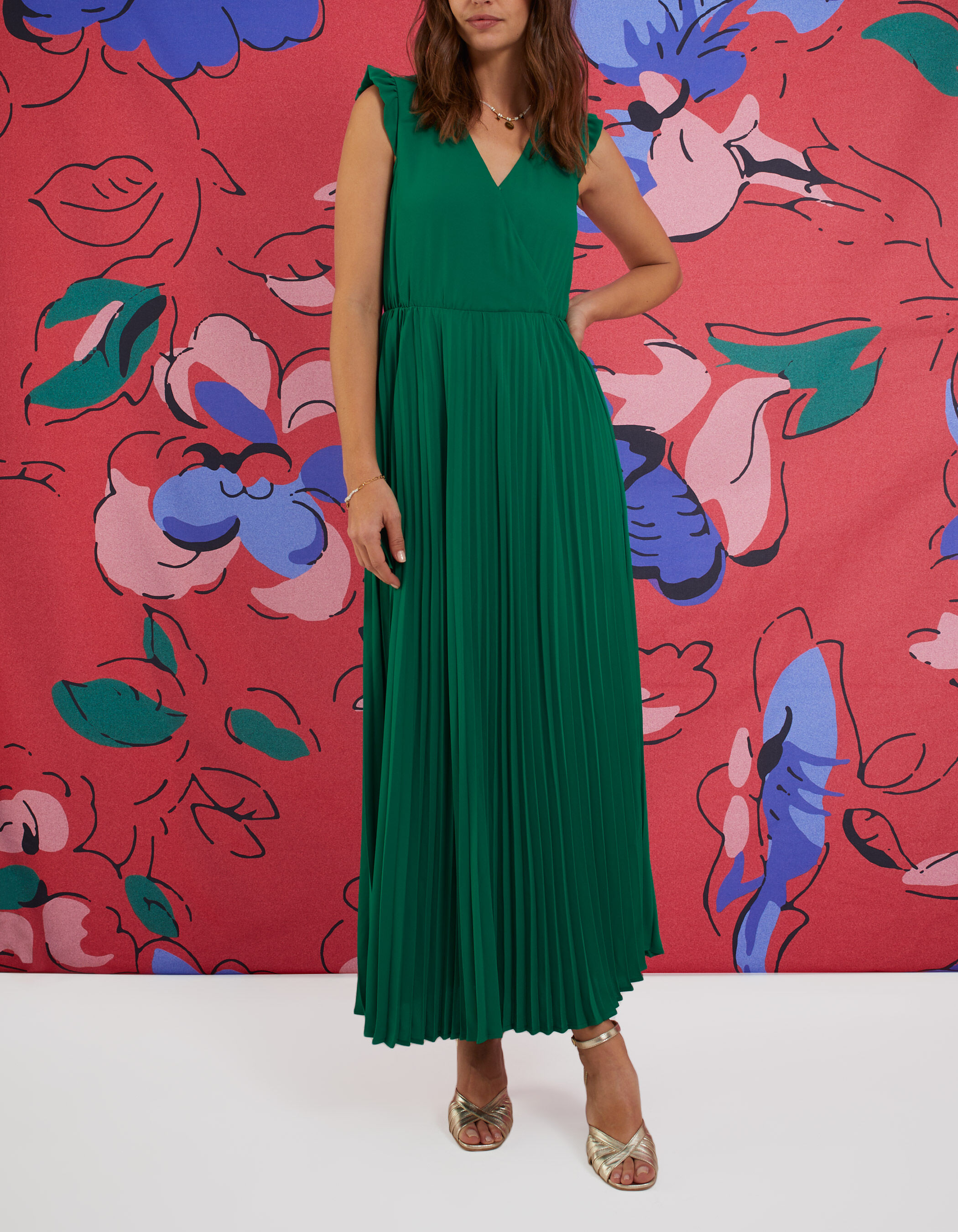 Robe plissee verte clearance