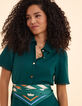 Green pleated square scarf maxi birds and message I.Code-2