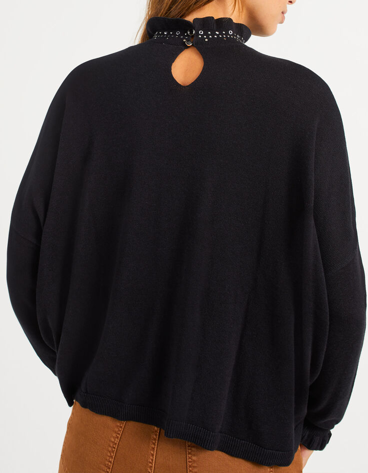 Zwarte cape-trui Victoriaanse kraag met studs I.Code-2