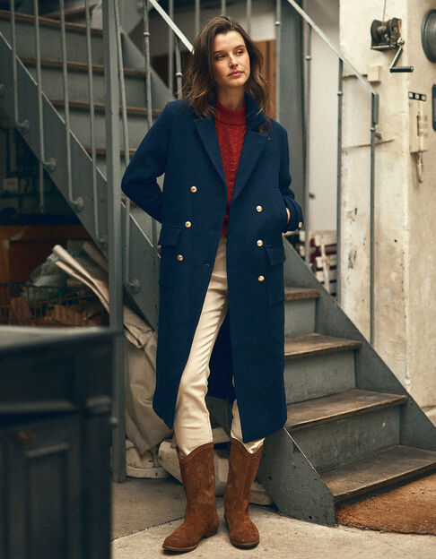 I.Code navy pea coat-style long coat