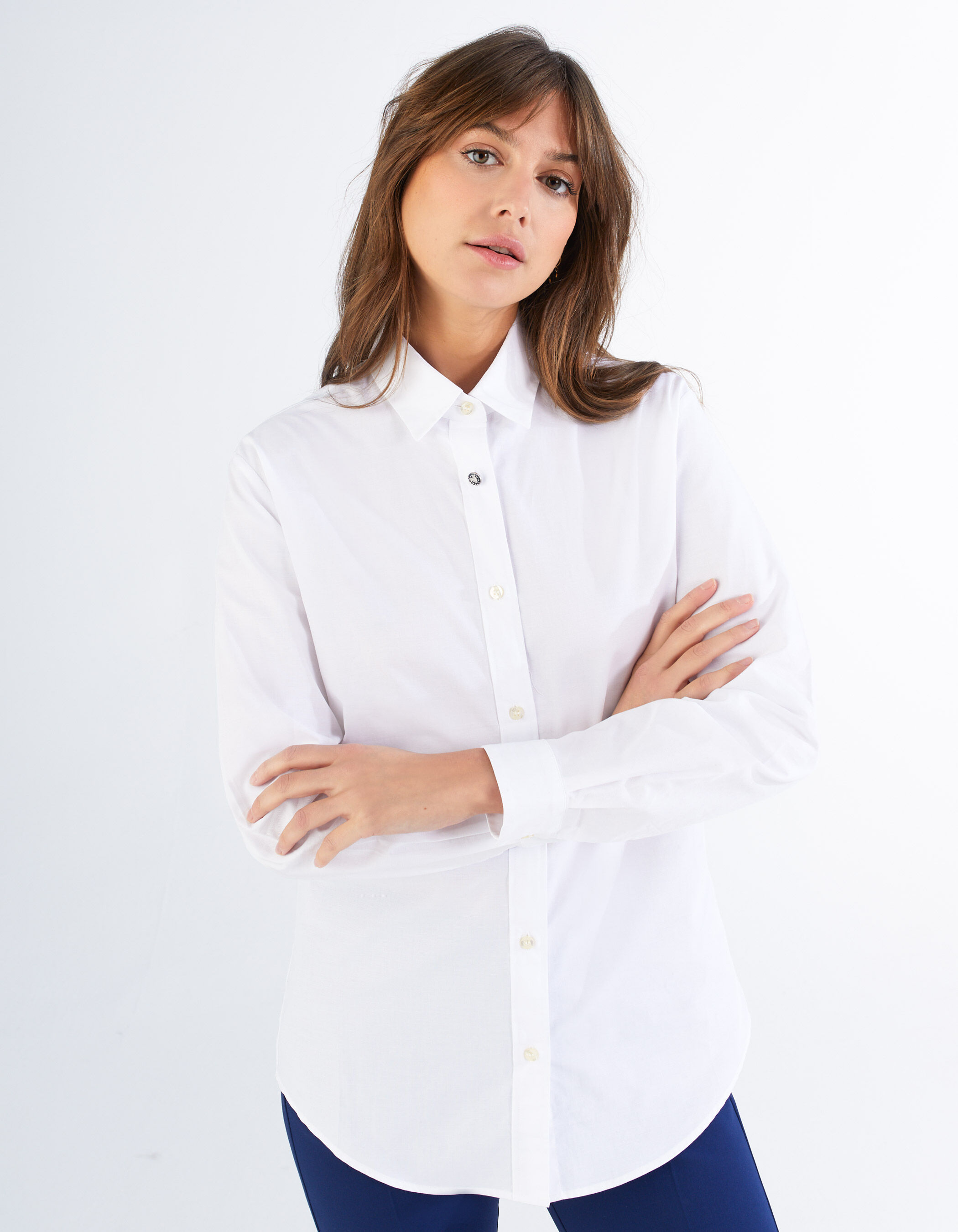 Chemise blanche online mi longue femme
