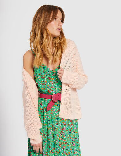 I.Code fresh pink decorative knit cardigan - I.CODE