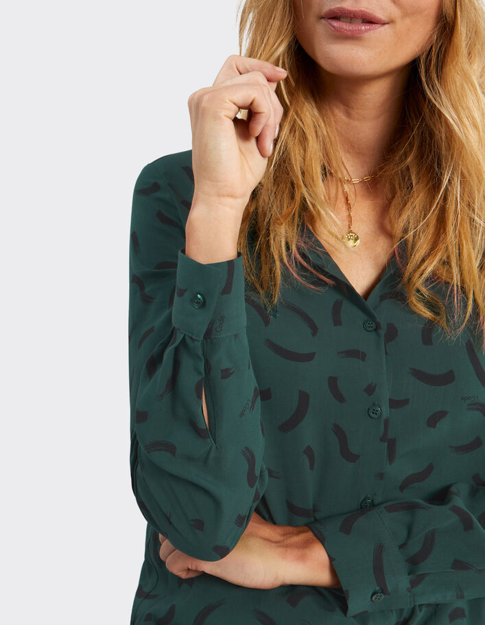 Chemise vert impérial à imprimé vagues I.Code -4
