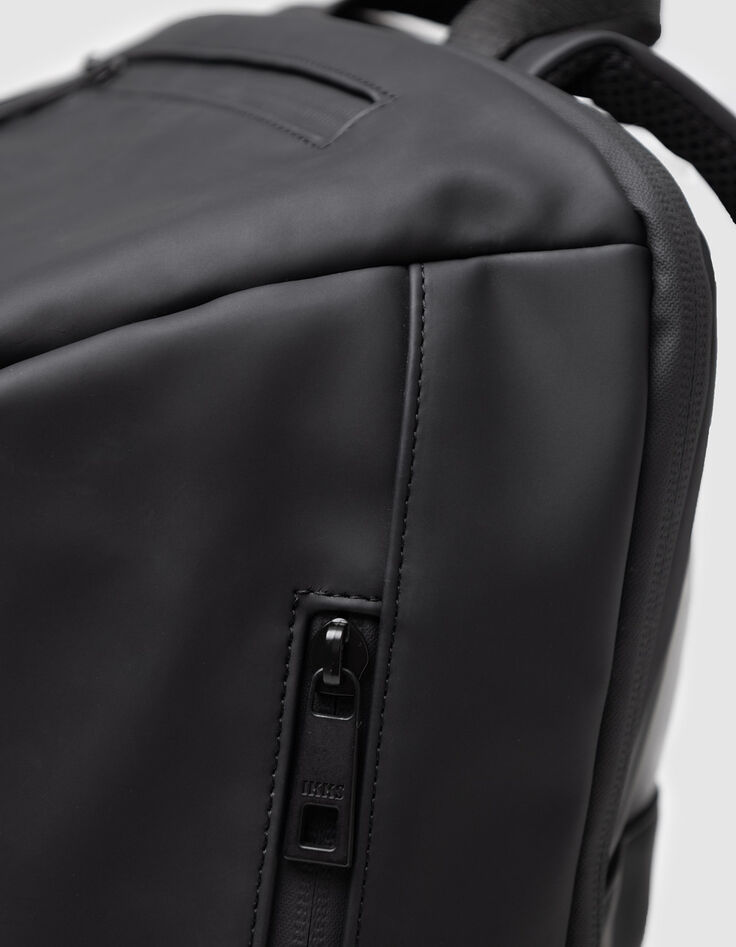 Schwarzer Nylon-Rucksack mit Wax-Effekt f&uuml;r Herren-3