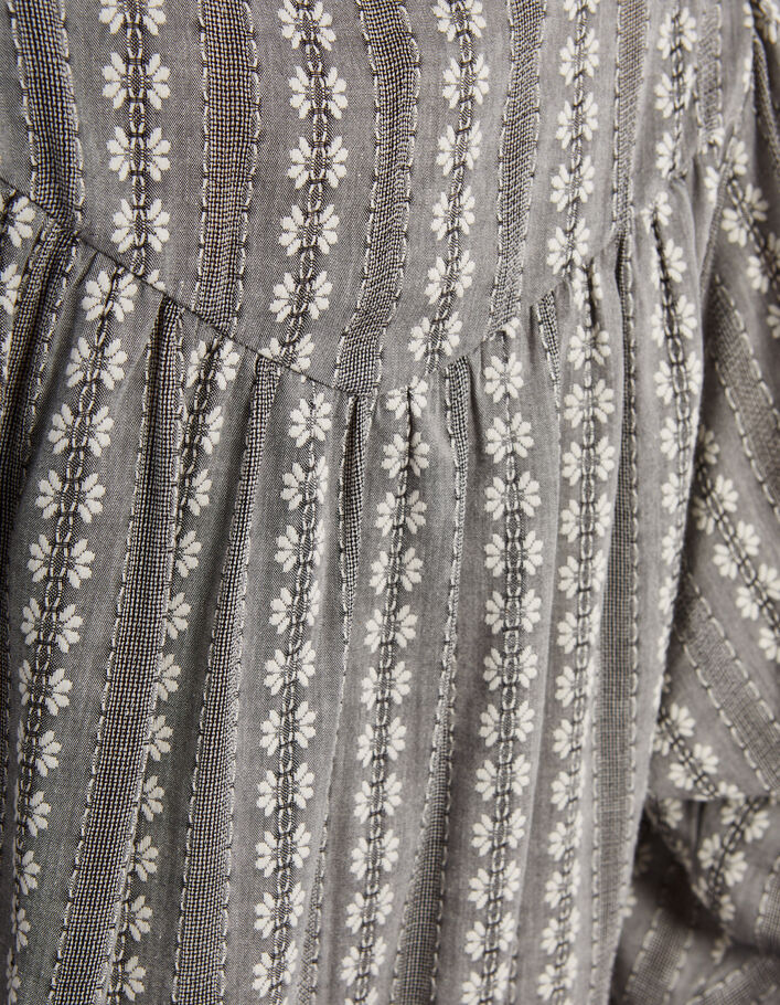 I.Code black jacquard blouse with floral motif - I.CODE