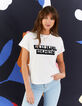 Weißes T-Shirt mit aufgeflockter Message aus Samt I.Code-2