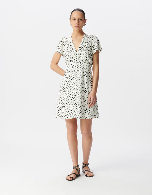 Wei&szlig;es Damenkleid mit Punkteprint - IKKS