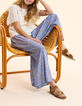 Blauwe wideleg broek kasjmier-bloemenprint I.Code-7