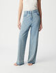 Blaue Jeans mit hoher Taille und weitem Bein f&uuml;r Damen-3