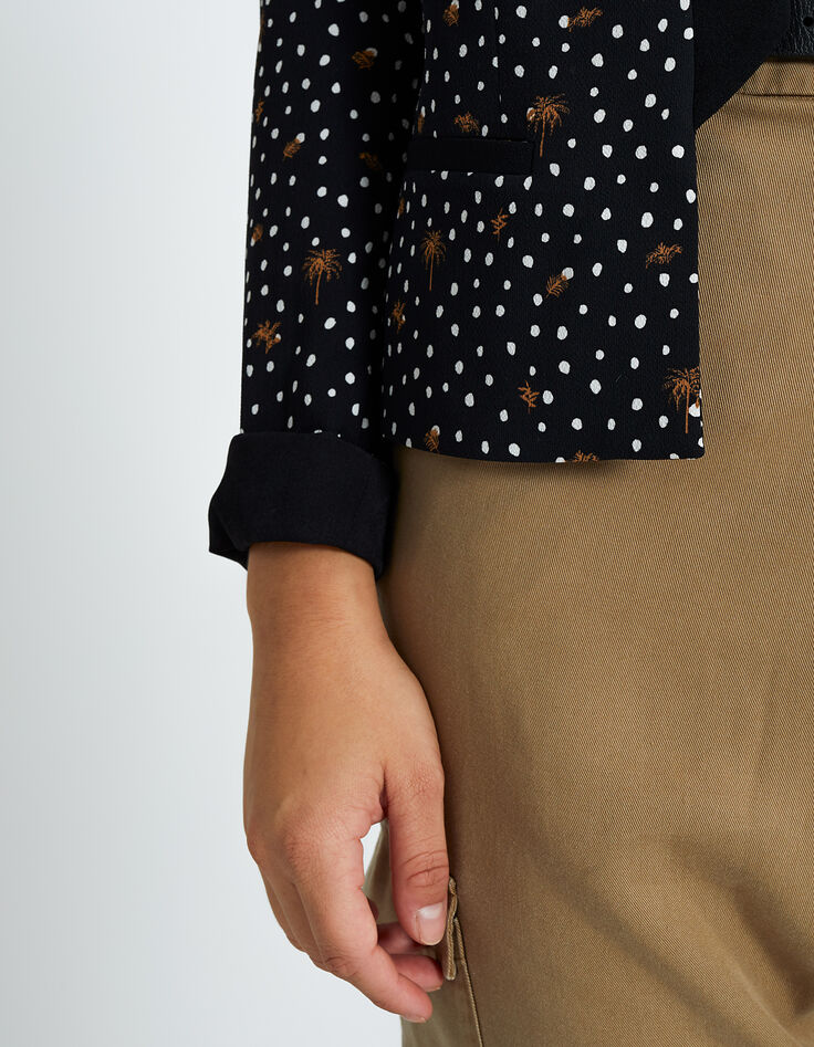 Zwarte blazer print stippen en palmen I.Code-2