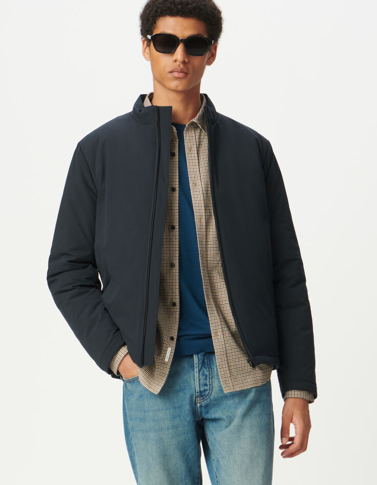 Marineblaue Herren-Steppjacke Stehkragen-6