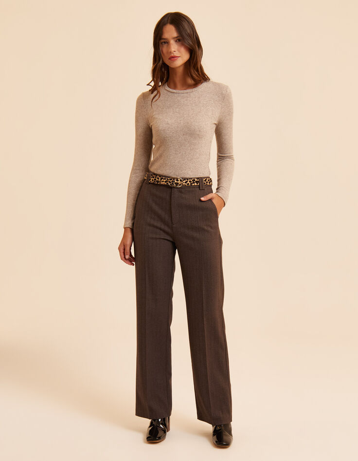 Braune Anzughose Fischgr&auml;tenmuster I.Code-3