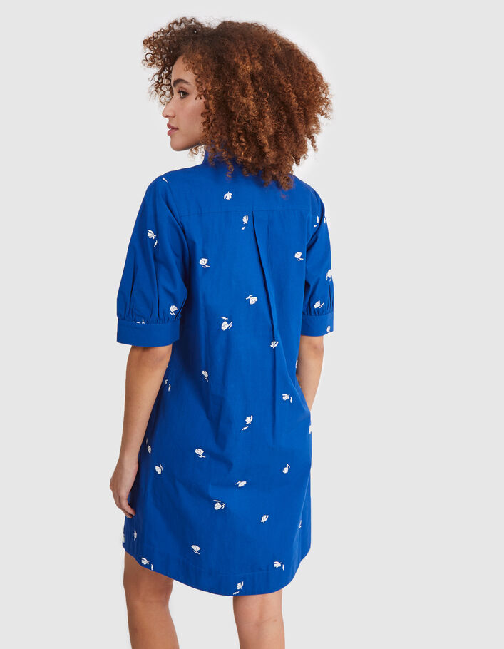 I.Code electric blue dress with embroidered flowers - I.CODE
