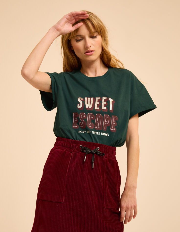 Groen T-shirt metallic tekst I.Code-1 Groen T-shirt metallic tekst I.Code-1