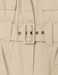 Women's long beige sleeveless safari dress-8