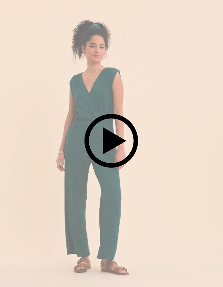 Combinaison-pantalon verte lurex nid d'abeille I.Code-10