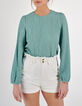 Minzgrüne Bluse aus Waffelstoff I.Code -1