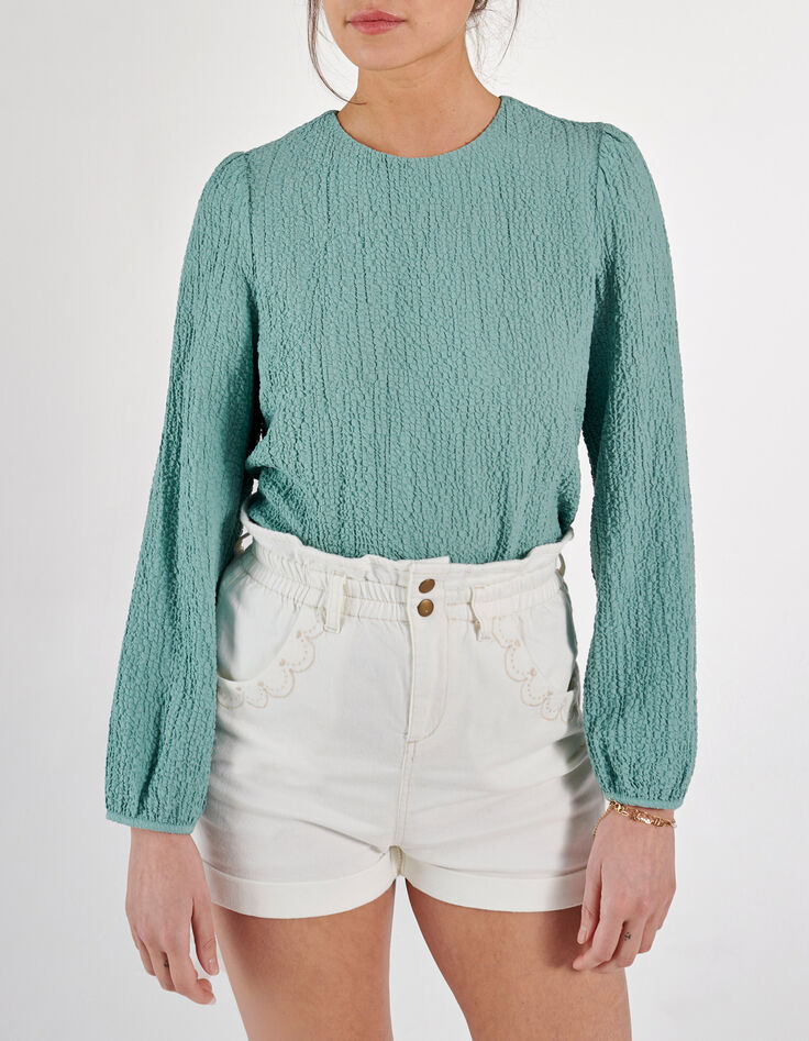 I. Code mint waffle blouse-1 I. Code mint waffle blouse-1