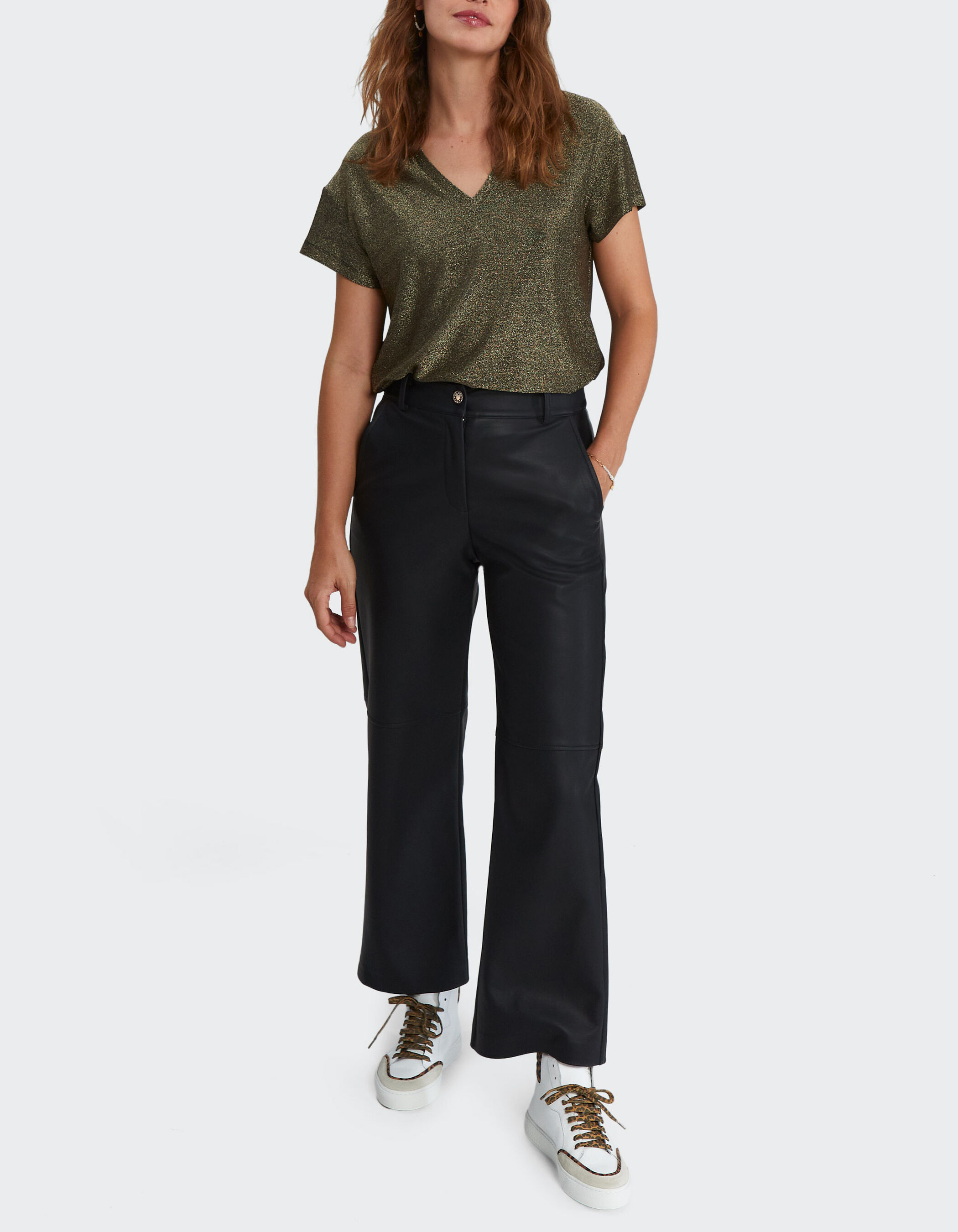 Pantalon ancho negro material sintetico I.Code