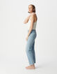 Blaue Cropped-Jeans f&uuml;r Damen mit sichtbaren Powerstretch-Kn&ouml;pfen-4