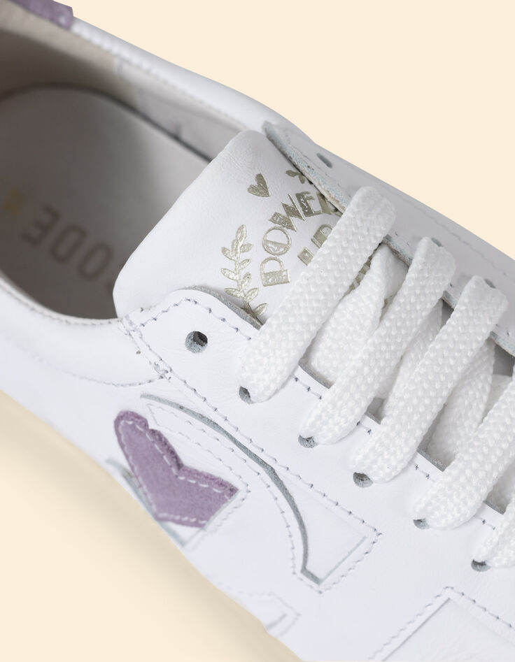 Baskets blanches cuir velours parme et camel I.Code-4