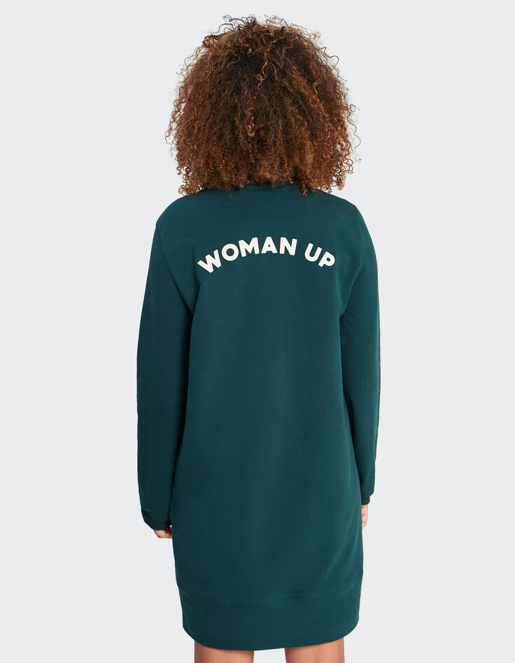 I.Code imperial green sweatshirt dress with slogan on back-3 I.Code imperial green sweatshirt dress with slogan on back-3