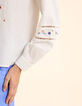 Off-white Bluse mit mehrfarbigen Blumen bestickt I.Code-6