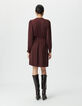 Bordeauxrotes Damenkleid bezogene Kn&ouml;pfe-2