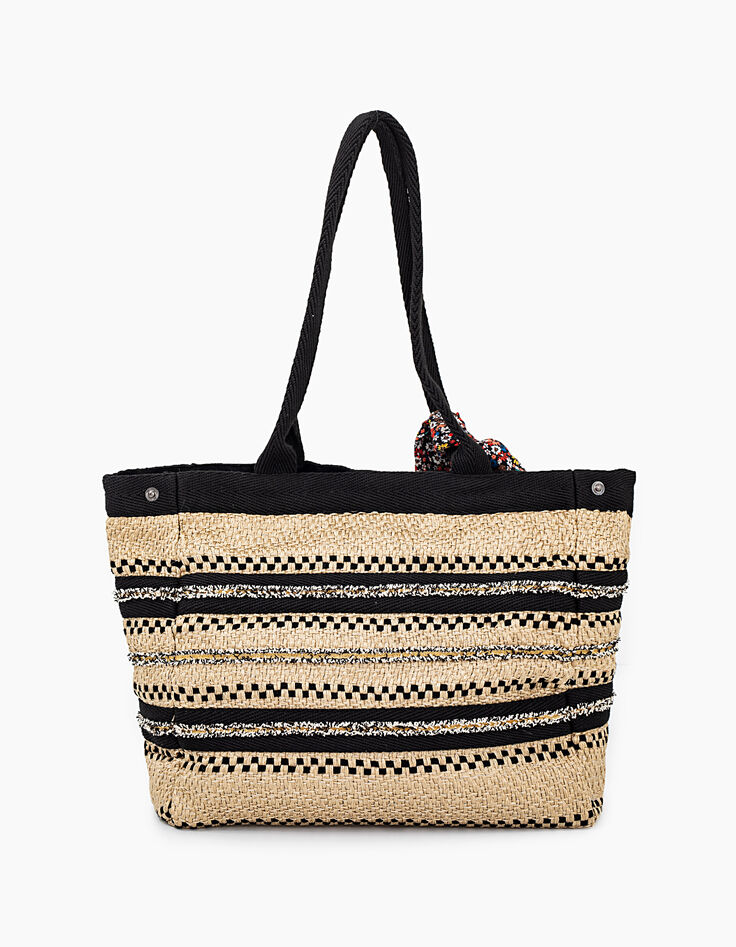 Sac cabas naturel en textile tressé brodé I.Code-5