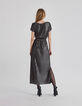 Langes silbernes Damen-Plisseekleid-3