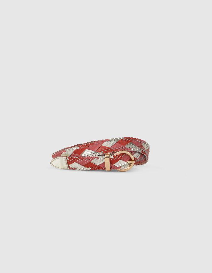 I.Code red, pink, gold woven leather belt - I.CODE