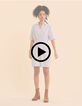 Robe chemise blanche cropped motif rayures I.Code-2