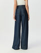 Blaue weite Damenjeans hoher Bund G&uuml;rtel-4