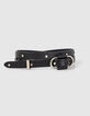 Zwarte leren riem glad leer met studs I.Code-4