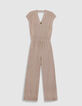 Beige Fischgr&auml;ten-Lurex-Hosenanzug f&uuml;r Frauen-8