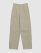 Khakifarbene Damen Ballonhose mit Abn&auml;hern-6