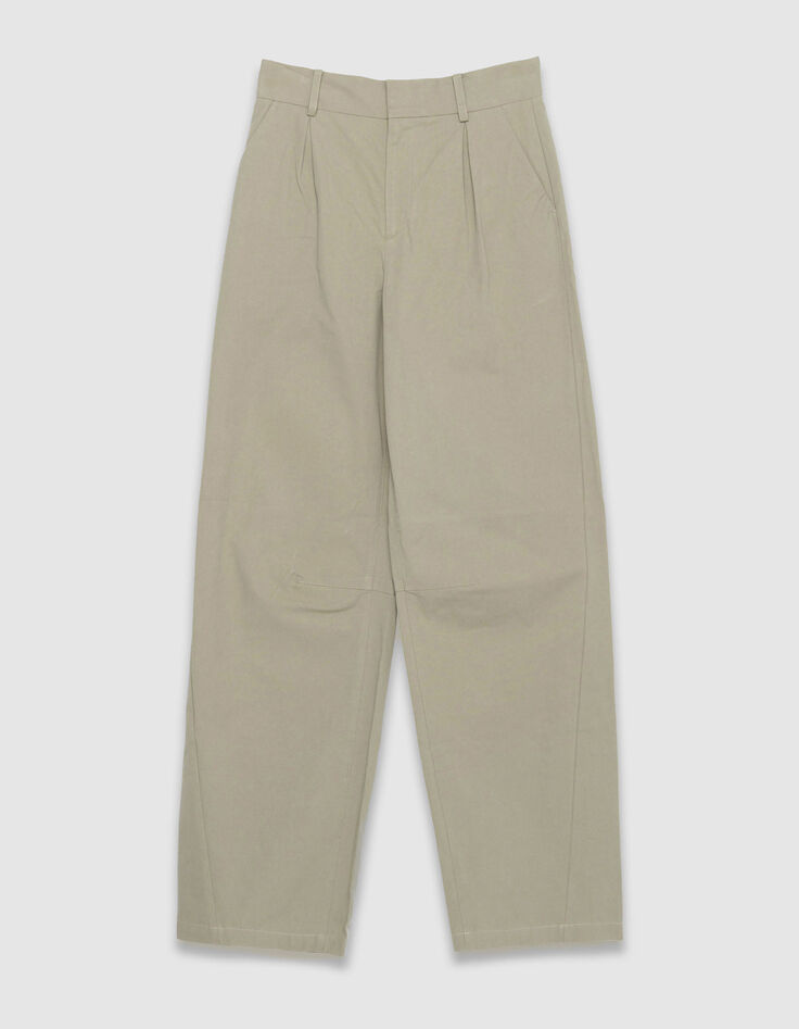 Khakifarbene Damen Ballonhose mit Abn&auml;hern-6