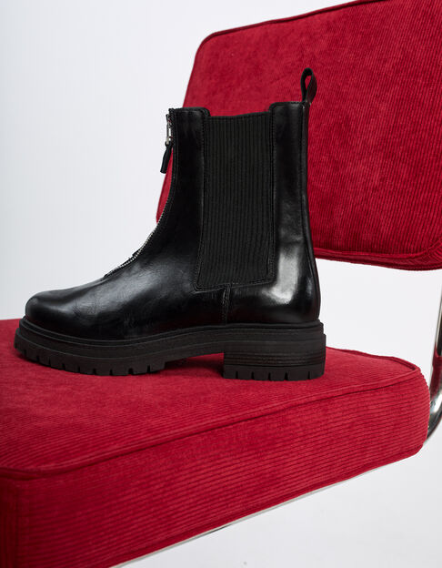 Chelsea boots noirs zippés à semelles crantées I.Code
