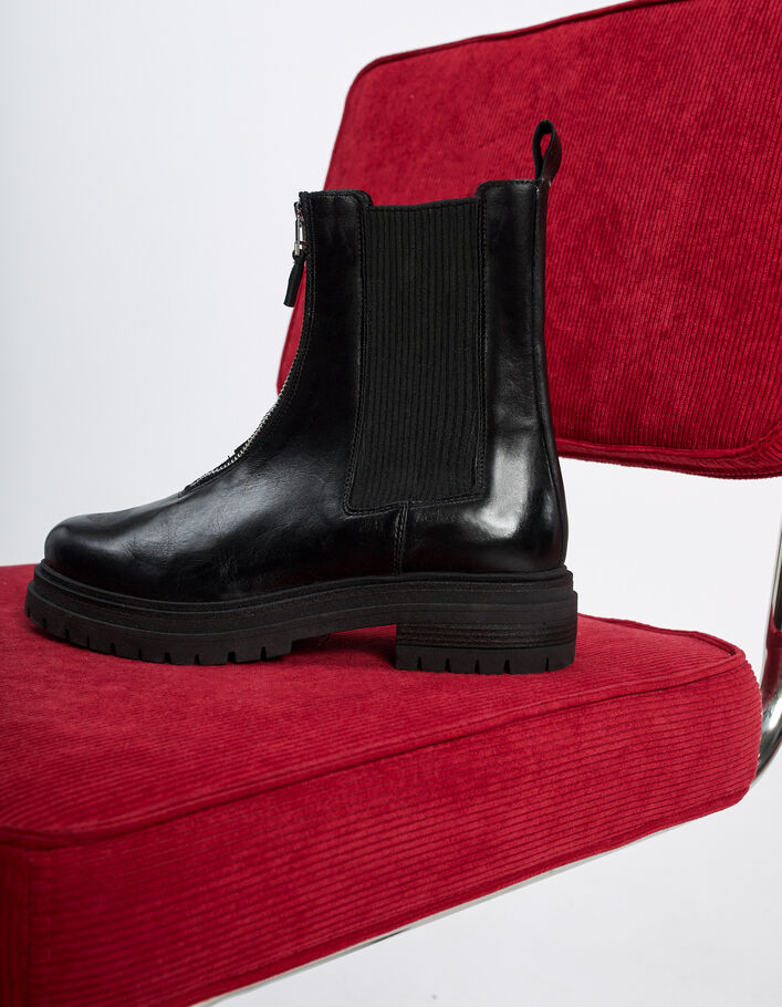 Chelsea boots noirs zippés à semelles crantées I.Code-1