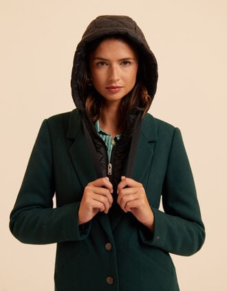 Manteau vert parementure doudoune amovible I.Code