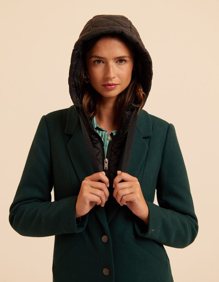 Manteau vert parementure doudoune amovible I.Code-3 Manteau vert parementure doudoune amovible I.Code-3