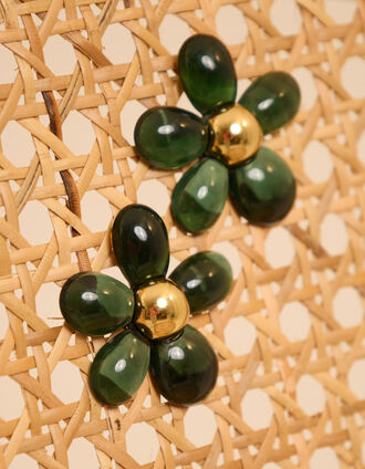 Boucles d'oreilles fleurs vertes I.Code