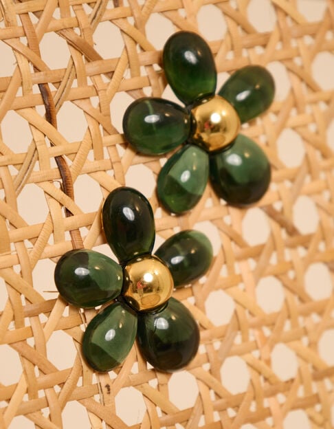 I.Code green flower earrings