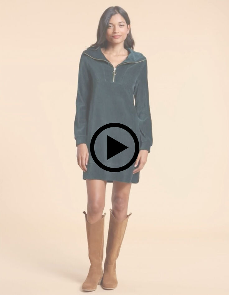 I.Code Midnight green ribbed velvet dress-8