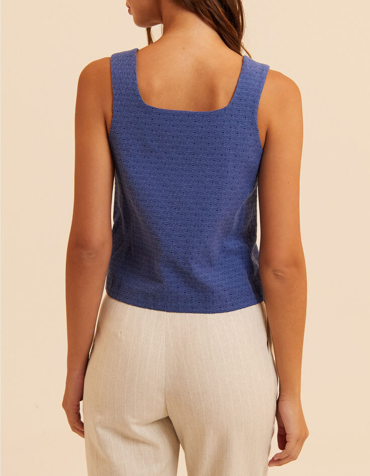 Top bleu jacquard fantaisie boutonn&eacute; I.Code-3