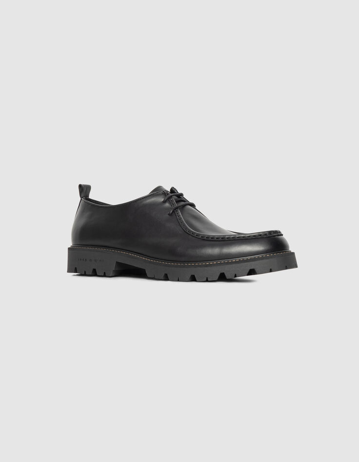 Schwarze Herren-Lederderbyschuhe mit Plateau-2